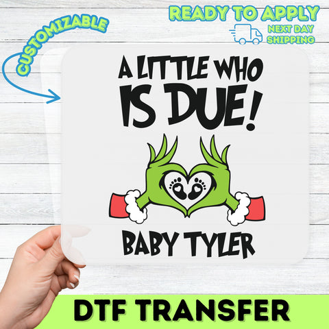 Funny Christmas Pregnancy Announcement DTF Transfer, Dr. Seuss Xmas Iron-On Ready To Press for Holiday Shirts, Cute Family Reveal Apparel