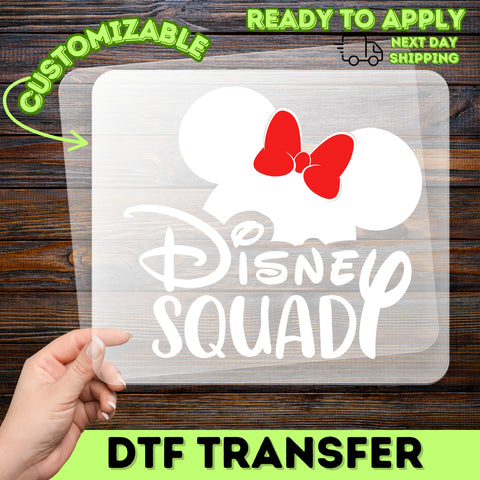 Disney Squad Fun DTF Transfer Iron-On for Group Travel Shirts, Ready To Press Family & Friends Theme Park Apparel