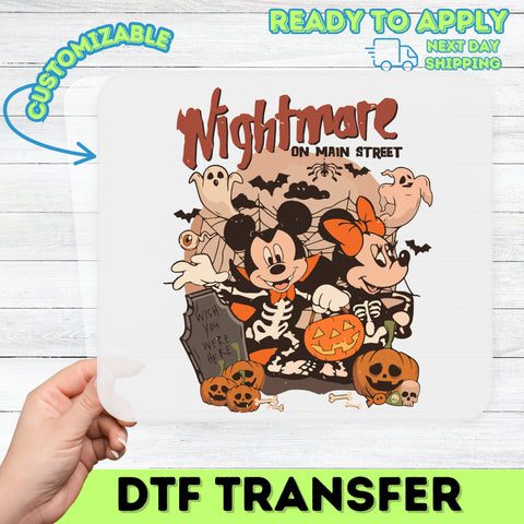 Retro Halloween DTF Transfer Cute Cartoon Skeletons & Pumpkins Ready To Press for Family Apparel, Disney Enthusiasts