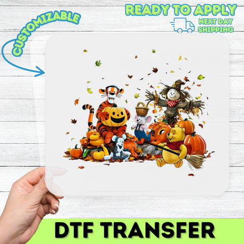 Cute Fall Cartoon Animals & Scarecrow DTF Transfer for Halloween Family Apparel Ready To Press