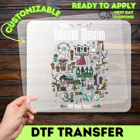 Funny Haunted Mansion 999 Happy Haunts Halloween DTF Transfer Iron-On for Disney Enthusiast Shirts