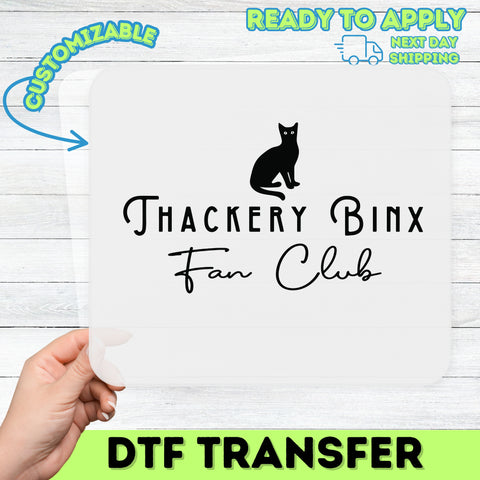 Thackery Binx Fan Club Gothic Vintage Halloween Cat DTF Transfer Ready To Press for Halloween T-Shirts Apparel