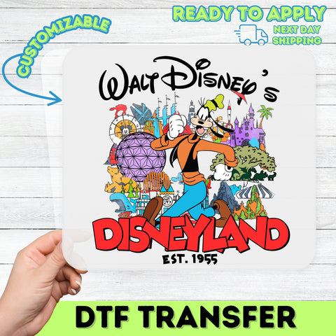 Retro Amusement Park Animation DTF Transfer for Family Vacation Tee Iron-On Ready to Press Fun Group Trip Souvenir Apparel