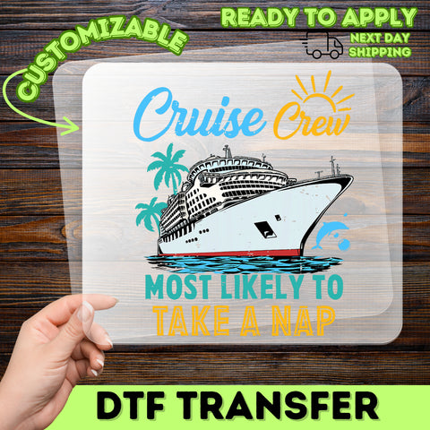 Cruise Vacation DTF Transfer for Funny Group Shirt, Cute & Playful Retro Iron-On for Cruise Lovers Apparel, Ready To Press