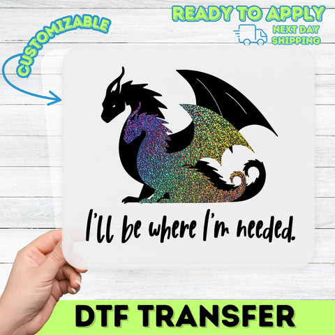 Fantasy Cute Dragon DTF Transfer for Kids & Adults Apparel – Ready to Press Holographic Mythical Art for Shirt and Sweatshirt
