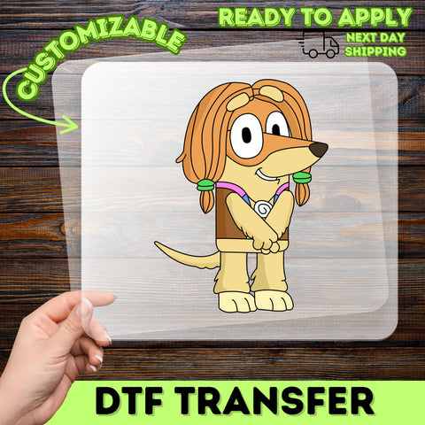 Cute Cartoon Dog DTF Transfer | Ready to Press Pet Theme Apparel | Playful Iron-On for Family Reunion or Group Event Shirts