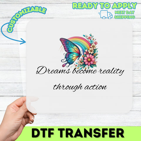 Nature Lover Boho Butterfly & Rainbow DTF Transfer for T-shirt - Cute & Uplifting Ready to Press Iron-On