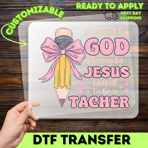 Cute Christian Teacher DTF Transfer, Religious Faith-Based Iron-On, Ready to Press Design for Teacher Shirts & Hoodies