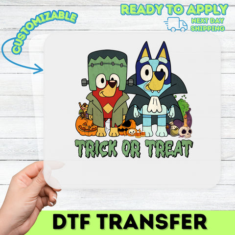 Cute Halloween Animal DTF Transfer: Ready to Press Trick or Treat Iron-On for Kids' Shirts & Family Outfits