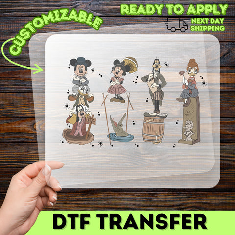 Fun Retro Theme Park Character DTF Transfer, Ready To Press Iron-On for T-Shirts, Perfect for Family Vacations & Vintage Fans