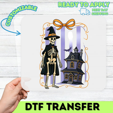 Halloween Skeleton Witch DTF Transfer for Cute and Funny Apparel, Ready to Press Iron-On for Spooky Group Theme Shirts