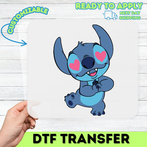 Cute Alien with Heart Eyes DTF Transfer, Adorable Love Character, Ready To Press Iron-On for T-Shirts & Apparel