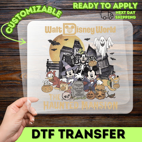 Disney Halloween Haunted Mansion DTF Transfer Ready To Press for Cute Retro Vintage T-shirt & Sweatshirt Apparel