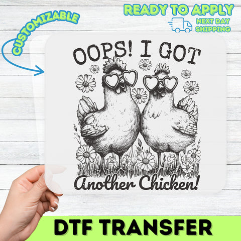 Funny Chicken DTF Transfer for Farm Lovers in Heart Sunglasses Cute Rustic Chickens Ready to Press Iron-On T-Shirt Gift