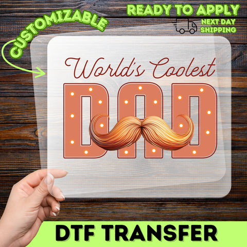Father's Day DTF Transfer World’s Coolest Dad Vintage Broadway Style Iron-On for T-Shirts & Apparel