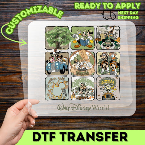 Ready To Press Vintage Safari Disney Animal Kingdom DTF Transfer for Family & Adventure Enthusiasts T-Shirt
