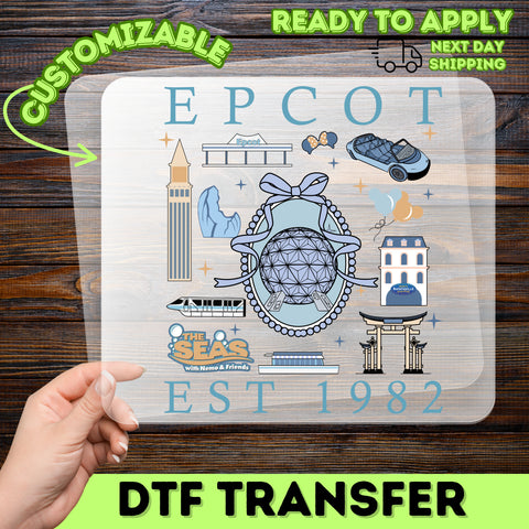 Cute Epcot Nostalgia DTF Transfer 1982 Disney Park Theme Ready To Press Iron-On for Apparel & Family Trip Shirt