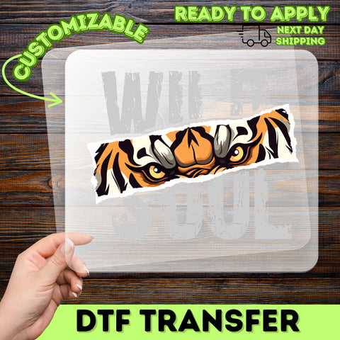 Wild Soul Tiger Face DTF Transfer for Adventure Apparel, Ready To Press Iron-On Wildlife Design for T-shirts & Outdoor Spirit Gear