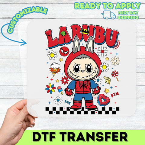 Cute Superhero Bunny Costume DTF Transfer for Comic Book Fans Apparel - Ready To Press Iron-On for Fun Group Celebrations