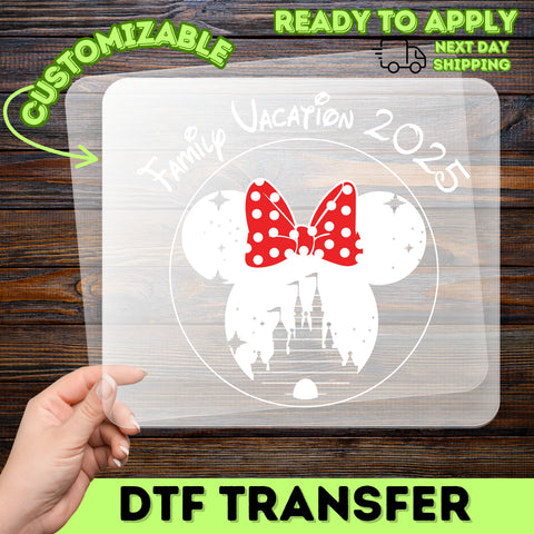 Family Vacation 2025 Disney Inspired DTF Transfer Ready to Press Iron-On T-Shirt Magical Theme Park Group Apparel