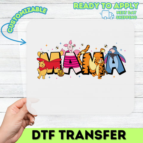 Classic Cartoon MAMA DTF Transfer for Mother's Day Cute Family Theme Iron-On Shirt Gift