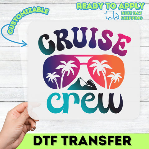 Retro Cruise Crew Iron-On DTF Transfer for Family Vacation Shirts & Group Trips - Fun Tropical & Nautical Beach Design