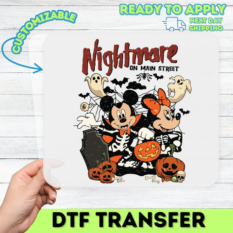 Halloween Family Fun Retro Cartoon Gothic Iron-On DTF Transfer for Spooky Shirts & Hoodies - Perfect for Group Costume Parties