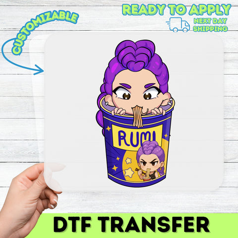 Cute Animated Ramen Character DTF Transfer Ready to Press Iron-On for Anime Fan T-Shirts or Hoodies