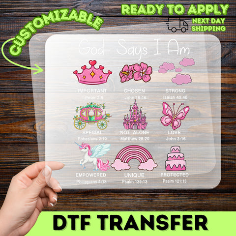 Whimsical Faith-Based Kids DTF Transfer Iron-On with Fairy Tale Elements for T-shirts Religious Apparel Ready to Press