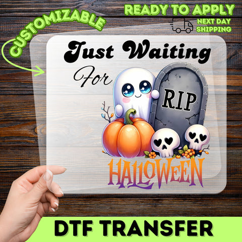 Cute Halloween Ghost & Pumpkin DTF Transfer - Ready to Press Iron-On for Family & Friends Shirts - Spooky Fun Apparel