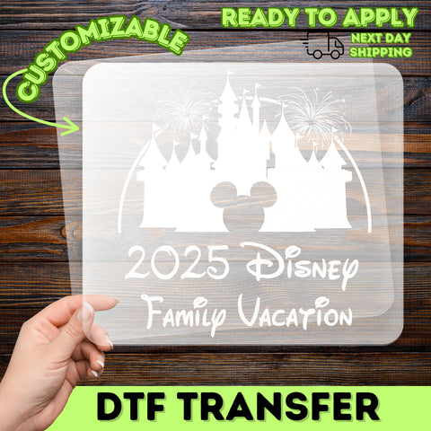 2025 Disney Family Vacation Iron-On DTF Transfer, Ready To Press Magic Castle Shirt Design, Fun Group Travel Theme Tee for Families