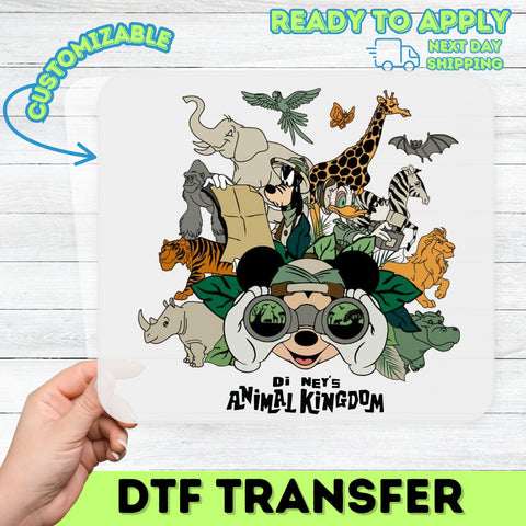 Cute Animal Safari DTF Transfer Ready To Press Iron-On for Family Adventure Shirts & Kids Cartoon Animal Apparel