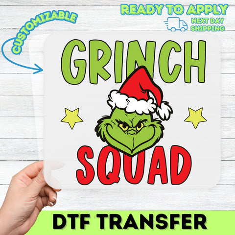 Funny Grinch Squad Christmas DTF Transfer for Family Shirts & Hoodies - Ready To Press Holiday Apparel