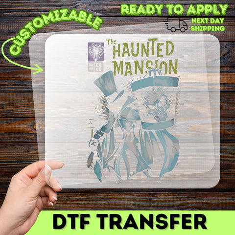 Spooky Haunted Mansion Halloween DTF Transfer Ready to Press for Funny Ghost Theme Shirts Apparel