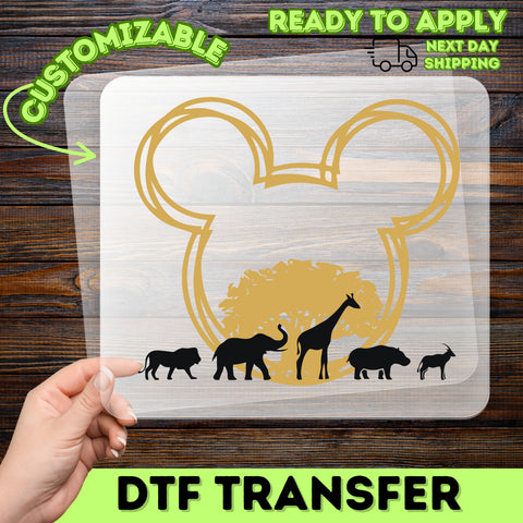 Safari Adventure Animal Silhouette DTF Transfer for T-shirt | Ready to Press Iron-On for Family Matching Safari Theme Vacations