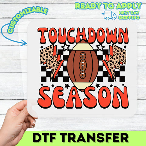 Football Touchdown Season DTF Transfer Cute Retro Ready To Press Iron-On Sports Apparel for Game Day Shirts