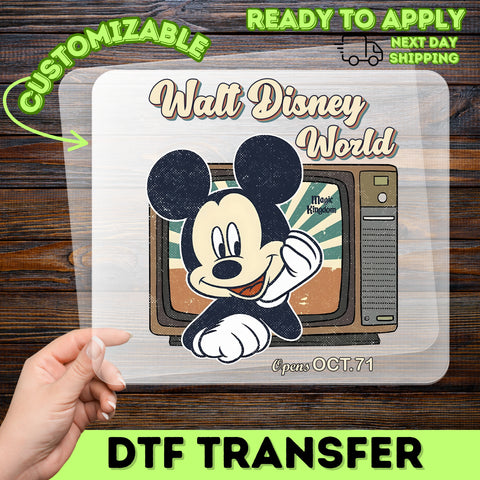 Retro Disney 1971 DTF Transfer, Vintage Style Iron-On for Nostalgic Disney Fans & Family Apparel