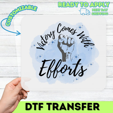 Motivational Raised Fist DTF Transfer for Success Empowerment T-shirt, Ready To Press Iron-On Apparel for Team Building & Achievements