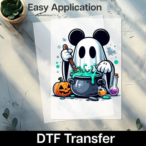 Cute Halloween Ghost DTF Transfer for Kids & Adults - Playful Pumpkin Ghost Iron-On for Party Apparel
