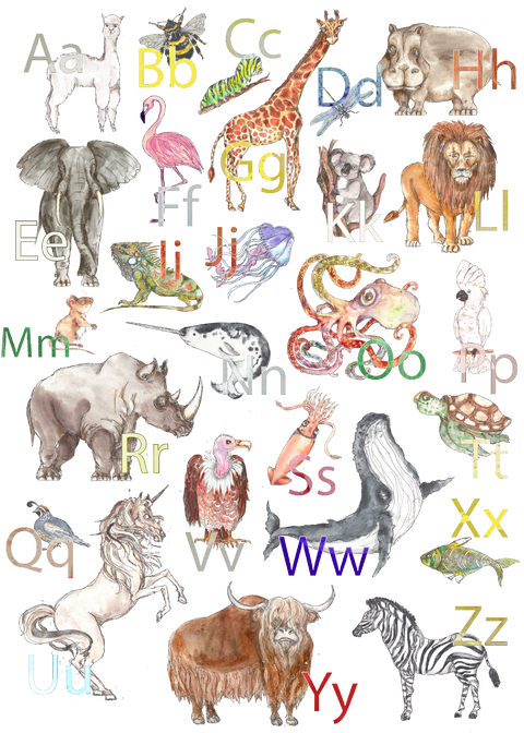 Forest Animal Alphabet Shirt, Alphabet Animal Tee, Wild Animal Shirts, Animal Lover Shirt, Safari T Shirt, Wild Life Shirts, Animals Tee