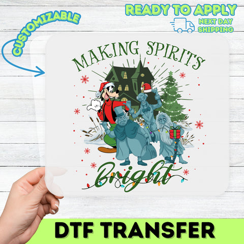 Funny Halloween Christmas Crossover DTF Transfer Ghost Shirt Disney Theme Iron-On for Family & Friends Holiday Apparel