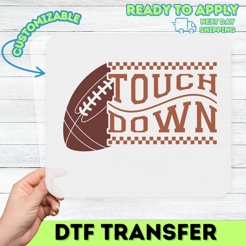 Vintage Sporty Touchdown DTF Transfer for Football Fans, Ready To Press Fall Game Day Iron-On Apparel for Tailgaters