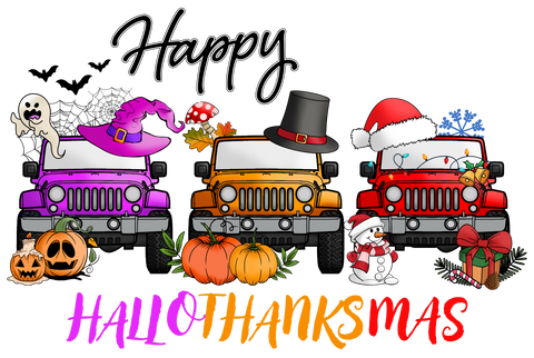 Happy Hallothanksmas Sweatshirt, Happy Halloween Thanksgiving Christmas Shirt, Holiday Season Shirt, Jeep Halloween Gift, Fall Shirt