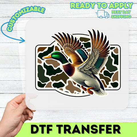 Realistic Flying Duck DTF Transfer for Outdoorsmen T-Shirt & Hunting Enthusiasts Apparel