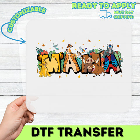 Cute Cartoon Jungle Animal Ready To Press DTF Transfer for Family Matching Shirts - Ideal for Kids' Birthdays