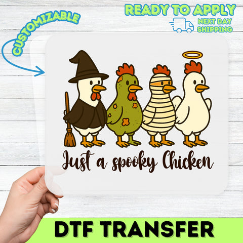 Funny Halloween Farm Animal DTF Transfer for T-shirt with Witch, Zombie, Mummy Chickens & More Humor