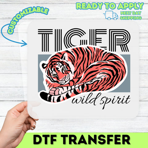 Vintage Resting Tiger DTF Transfer for Animal Lover Apparel - Ready To Press Wildlife Design for T-Shirts and Hoodies
