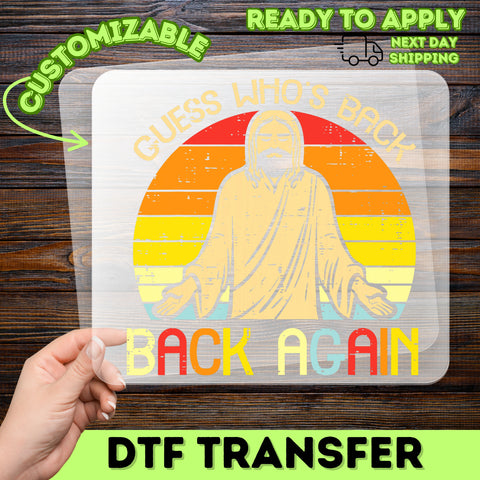 Funny Jesus Comeback DTF Transfer for Easter Pop Culture Tee | Retro Religious Humor Iron-On for Church & Group Celebrations