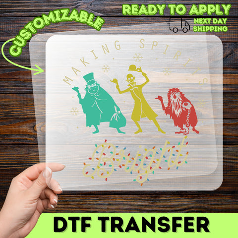 Funny Christmas Ghosts DTF Transfer Ready To Press Shirt Retro Holiday Humor Apparel for Family & Friends