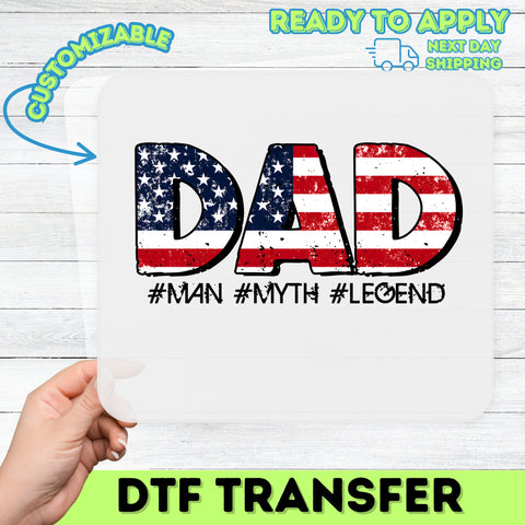 Vintage Patriotic Dad DTF Transfer Iron-On for July 4th & Father's Day Apparel Gift